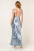 METALIC LIGHT BLUE BLACKLESS BIAS MAXI DRESS